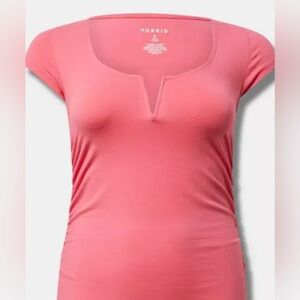 NWT Torrid Pink Foxy Scoop V-Wire Ruched Top Size 2